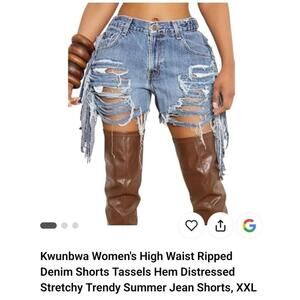 Women's Shorts Sexy High Waisted Hollow Button Denim Shorts Straight XXL